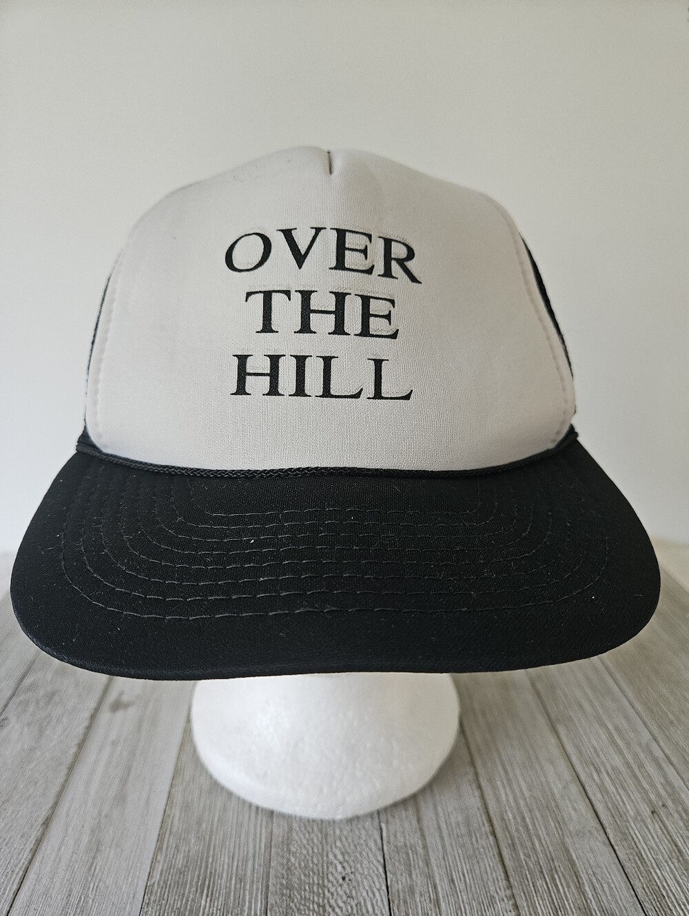 Over The Hill Men's Black On White Baseball Cap Hat Adjistable Snapback Novelty